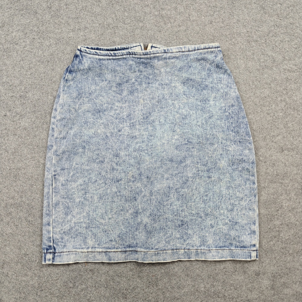 Vintage FIRST Skirt Womens 7 Blue Straight Pencil Denim Slit Zipper USA